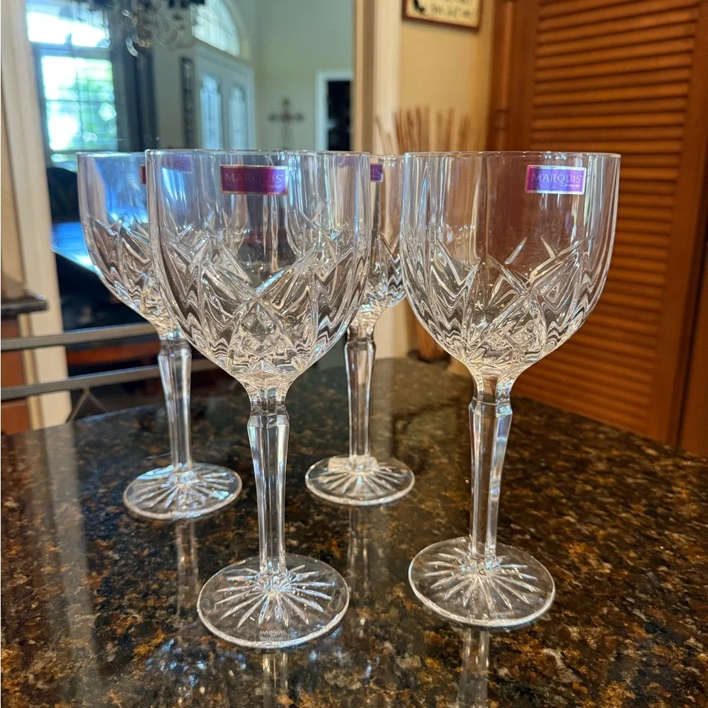 NWT Vintage Waterford Crystal Marquis Brookside Wine Glasses-Set of 4 in Box